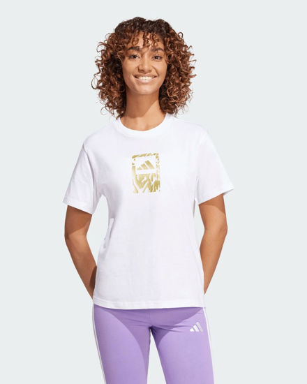 Immagine di ADIDAS -T-SHIRT DONNA MEZZA MANICA BIANCA E STAMPA METALLICA TEC -JM0339