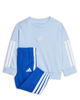 Immagine di ADIDAS - TUTA COMPLETA BABY CELESTE, BIANCA E BLU CON BANDE BIANCHE FRENCH TERRY JOGGER - JD6483