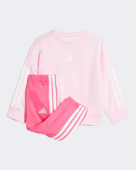 Immagine di ADIDAS - TUTA COMPLETA BABY FUXIA, BIANCA E ROSA CON BANDE BIANCHE FRENCH TERRY JOGGER - JV9853