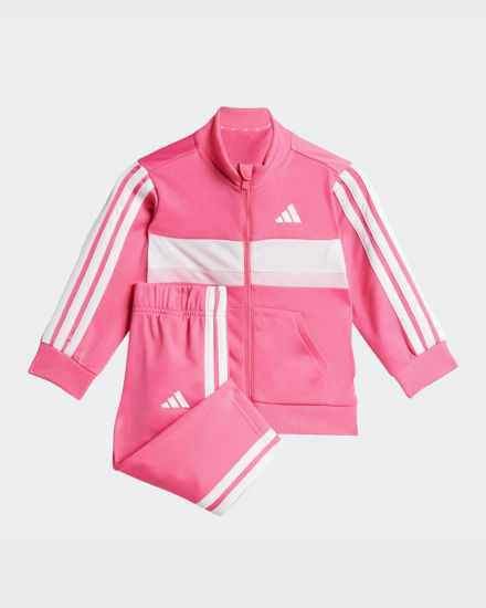 Immagine di ADIDAS - TUTA COMPLETA BABY FUXIA, BIANCA E ROSA CON 3 BANDE BIANCHE SEASONAL ESSENTIALS TIBERIO 3 STRIPES - JW498