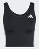 Immagine di ADIDAS - CANOTTA SPORTIVA CORTA DONNA NERA CON BANDE BIANCHE TRAIN ESSENTIALS 3-STRIPES - JF8915