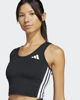 Immagine di ADIDAS - CANOTTA SPORTIVA CORTA DONNA NERA CON BANDE BIANCHE TRAIN ESSENTIALS 3-STRIPES - JF8915