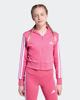 Immagine di ADIDAS - FELPA FULL ZIP CON CAPPUCCIO JUNIOR ROSA CON 3 BANDE BIANCHE ESSENTIALS - JY4983