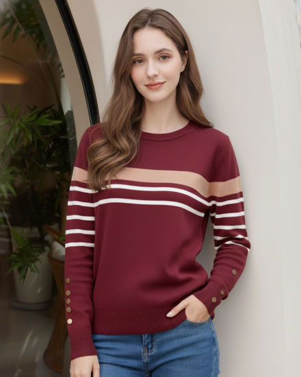 Immagine di BACHATA - Maglia manica lunga bordeaux da donna