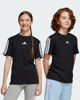 Immagine di ADIDAS - T-SHIRT MEZZA MANICA JUNIOR NERA CON BANDE BIANCHE ESSENTIALS 3-STRIPES COTTON TEE - JD6487