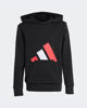 Immagine di ADIDAS - FELPA CON CAPPUCCIO  NERA CON BANDE BIANCHE E ROSSE ESSENTIALS HOODIE  -JY0301
