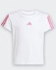 Immagine di ADIDAS - T-SHIRT  MEZZA MANICA JUNIOR  ESSENTIALS SUPER LIGHT  BIANCA CON BANDE FUXIA -  JY4973