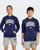 Immagine di ADIDAS - FELPA CON CAPPUCCIO JUNIOR BLU E BIANCA COLLEGE OVERHEAD FLEECE HOODIE - JV7338
