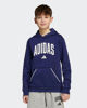 Immagine di ADIDAS - FELPA CON CAPPUCCIO JUNIOR BLU E BIANCA COLLEGE OVERHEAD FLEECE HOODIE - JV7338
