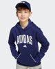 Immagine di ADIDAS - FELPA CON CAPPUCCIO JUNIOR BLU E BIANCA COLLEGE OVERHEAD FLEECE HOODIE - JV7338
