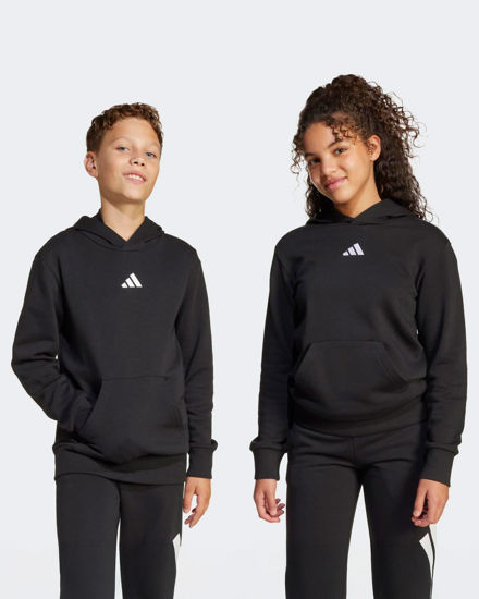 Immagine di ADIDAS - FELPA CON CAPPUCCIO JUNIOR NERA  ESSENTIALS SLIM FLEECE HOODIE- JC9772