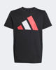 Immagine di ADIDAS - T-SHIRT MEZZA MANICA JUNIOR NERA CON BANDE BIANCHE E ROSSE BIG LOGO  - JY0297