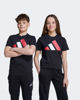 Immagine di ADIDAS - T-SHIRT MEZZA MANICA JUNIOR NERA CON BANDE BIANCHE E ROSSE BIG LOGO  - JY0297