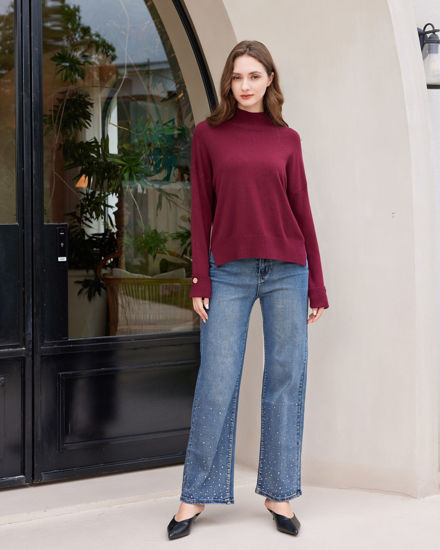 Immagine di BACHATA - Maglia manica lunga a lupetto bordeaux da donna