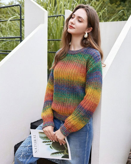 Immagine di BACHATA - Maglia manica lunga arcobaleno lavorato a maglia da donna