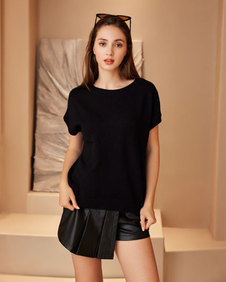 Immagine di BACHATA - Gilet nero lavorato a maglia da donna