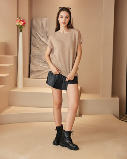 Immagine di BACHATA - Gilet beige lavorato a maglia da donna