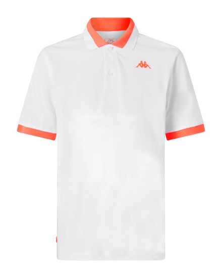 Immagine di KAPPA - POLO MEZZA MANICA UOMO LOGO NEON BIANCA E ARANCIONE FLUO, 341N22W