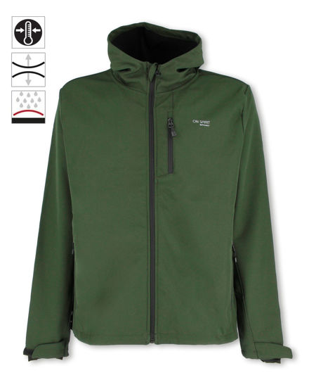 Immagine di ON SPIRIT - GIUBBINO CON CAPPUCCIO FELPATO SOFTSHELL UOMO VERDE- MAURO