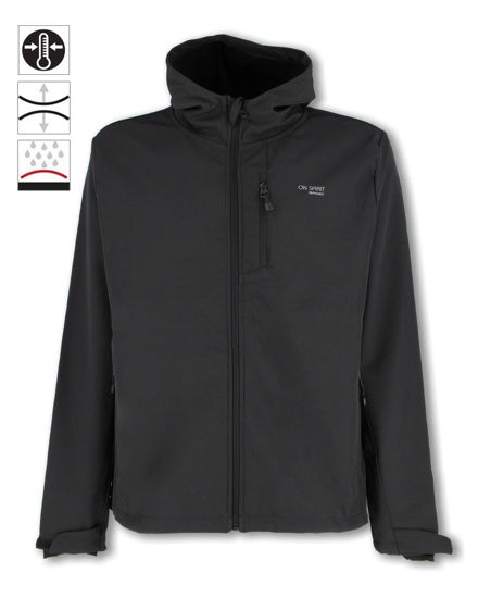 Immagine di ON SPIRIT - GIUBBINO CON CAPPUCCIO FELPATO SOFTSHELL UOMO NERO - MAURO