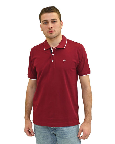 Immagine di KEY UP - POLO MEZZA MANICA UOMO IN PIQUET BORDEAUX  CON RIGHINO BIANCO - 2Q711/2149