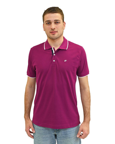 Immagine di KEY UP - POLO MEZZA MANICA UOMO IN PIQUET FUXIA CON RIGHINO BIANCO - 2Q711/5580