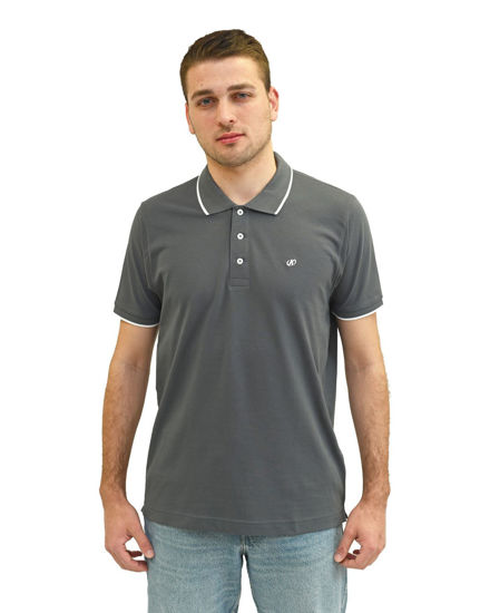 Immagine di KEY UP - POLO MEZZA MANICA UOMO IN PIQUET GRIGIA  CON RIGHINO BIANCO - 2Q711/0416