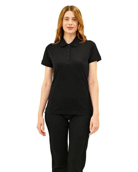 Immagine di KEY UP -POLO IN PIQUET DONNA NERA CON COLLETTO - 5535Q/0002