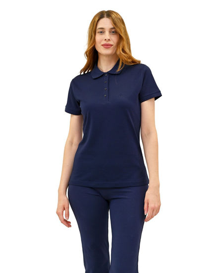 Immagine di KEY UP -POLO IN PIQUET DONNA BLU CON COLLETTO - 5535Q/1265