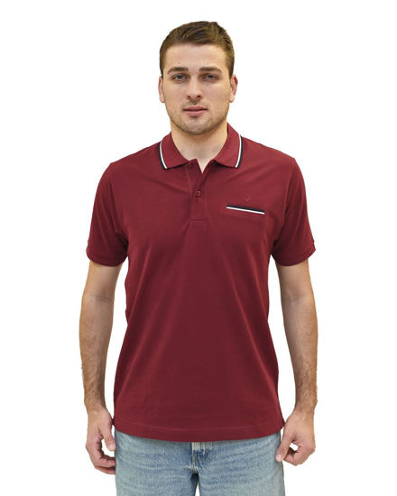 Immagine di KEY UP - POLO MEZZA MANICA UOMO IN PIQUET BORDEAUX CON RIGHINO BIANCO E BLU - 2Q827/2149