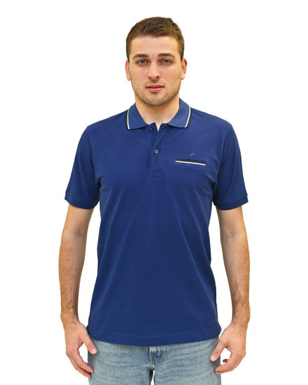 Immagine di KEY UP - POLO MEZZA MANICA UOMO IN PIQUET BLU CON RIGHINO BIANCO E BLU SCURO - 2Q827/3135