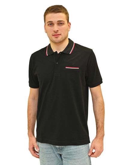 Immagine di KEY UP - POLO MEZZA MANICA UOMO IN PIQUET NERA CON RIGHINO BIANCO E ROSSO - 2Q827/0002
