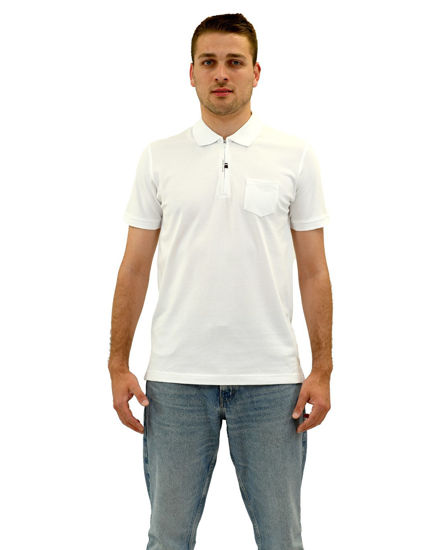 Immagine di KEY UP - POLO MEZZA MANICA UOMO IN PIQUET BIANCA MEZZA ZIP CON TASCHINO - 2Q515/000