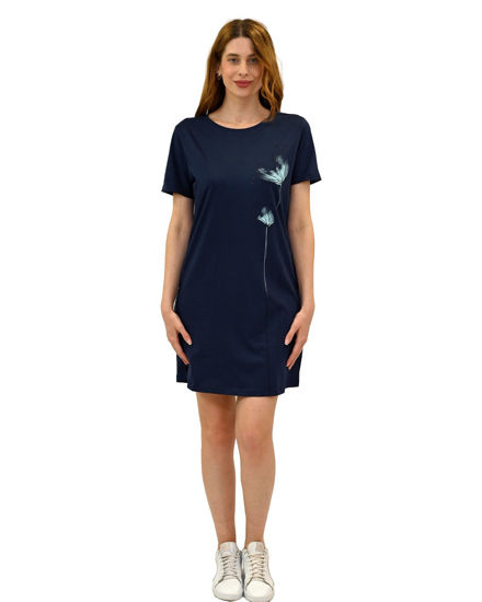 Immagine di KEY UP - VESTITINO DONNA MEZZA MANICA BLU CON STAMPA FLOREALE-  5S889/1265