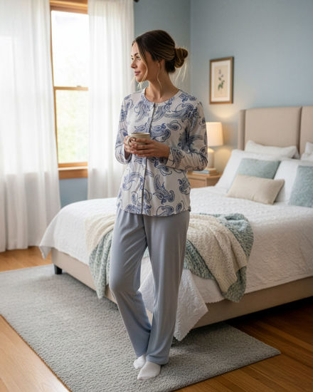 Immagine di DONNA PIGIAMA ML APERTO CON BOTTONI