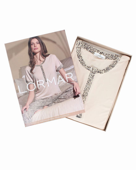 Immagine di LORMAR - PIGIAMA BIEGE MACULATO MEZZA MANICA DA DONNA IN VISCOSA LEGGERA