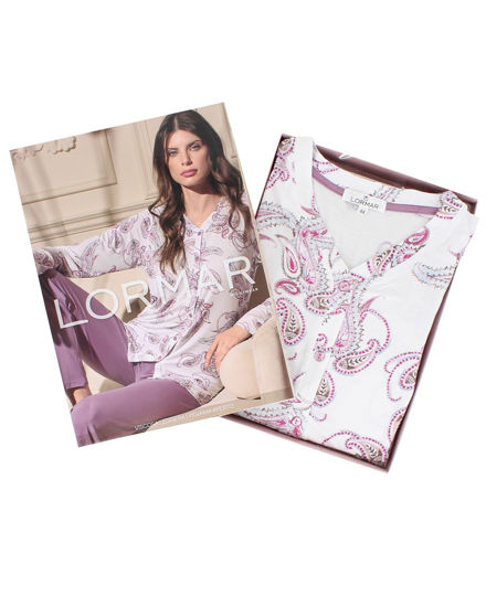 Immagine di LORMAR - PIGIAMA LUNGO MALVA DONNA CON BOTTONI IN VISCOSA LEGGERA