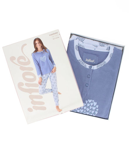 Immagine di INFIORE - PIGIAMA LUNGO BLU DA DONNA IN COTONE
