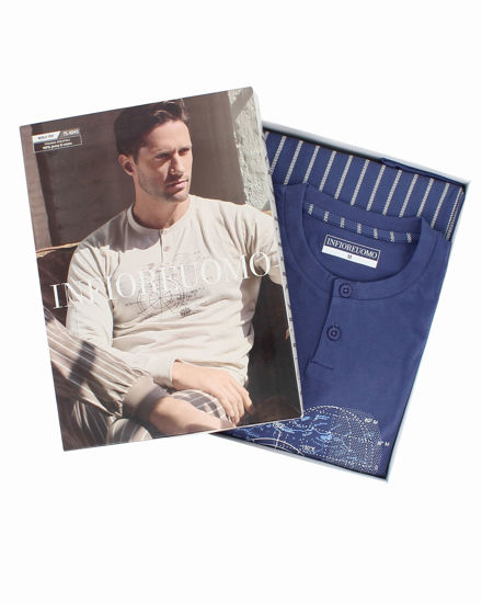 Immagine di INFIORE - PIGIAMA LUNGO BLU DA UOMO IN JERSEY DI COTONE