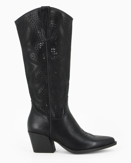 Immagine di ZOE - Stivale texano nero con zip laterale, tacco 6CM