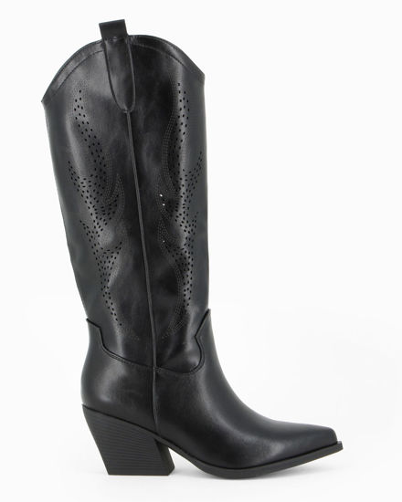 Immagine di ZOE - Stivale texano nero con zip laterale, tacco 7CM