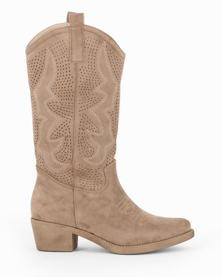 Immagine di ZOE - Stivale texano khaki scamosciato con zip laterale, tacco 5CM