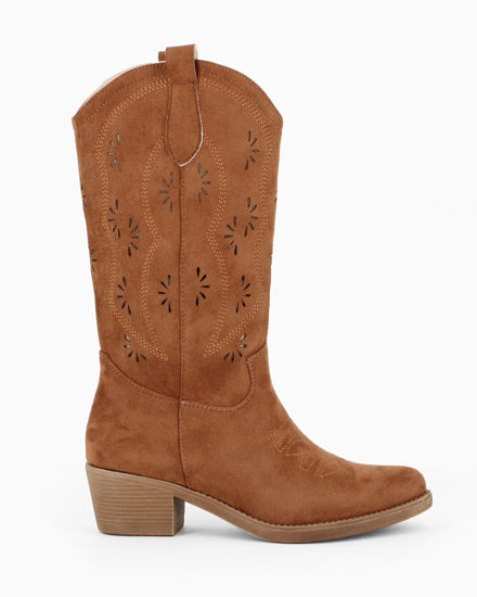 Immagine di ZOE - Stivale texano camel scamosciato con zip laterale, tacco 5CM