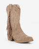 Immagine di ZOE - Stivale texano beige scamosciato con zip laterale e frange, tacco 5CM