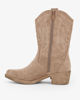 Immagine di ZOE - Stivale texano beige scamosciato con zip laterale e frange, tacco 5CM
