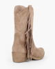 Immagine di ZOE - Stivale texano beige scamosciato con zip laterale e frange, tacco 5CM