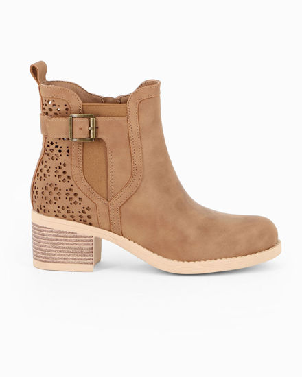 Immagine di MISS GLOBO - Tronchetto marrone traforato con zip laterale, tacco 5,5CM