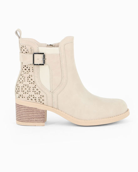 Immagine di MISS GLOBO - Tronchetto beige traforato con zip laterale, tacco 5,5CM