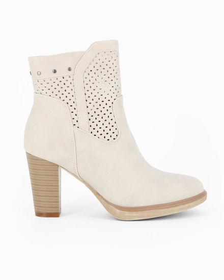 Immagine di MISS GLOBO - Tronchetto beige traforato con zip laterale, tacco 8CM