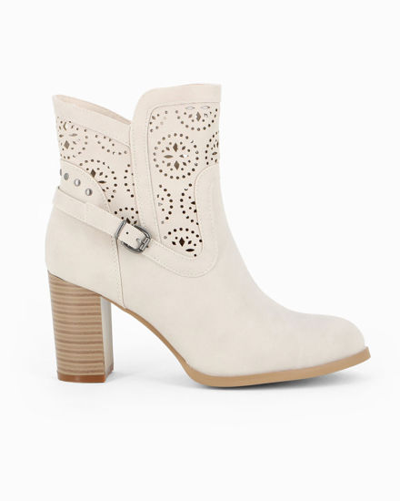 Immagine di MISS GLOBO - Tronchetto beige traforato con zip laterale, tacco 7,5CM